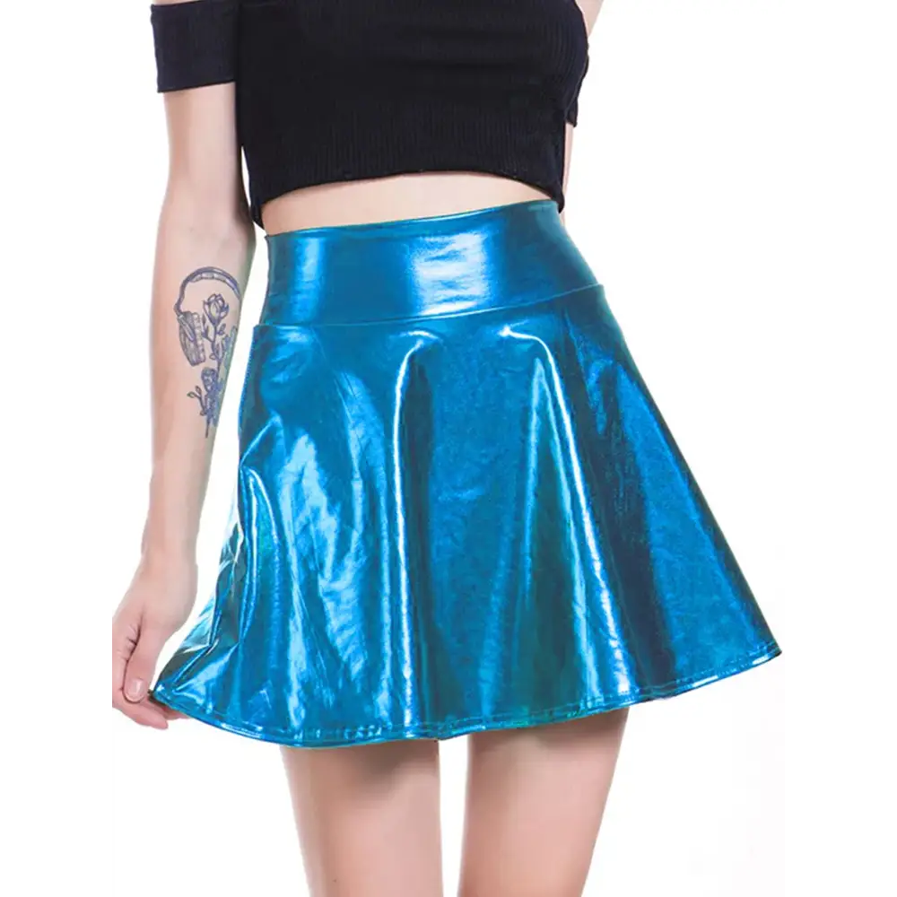 Jupe année 80 bleu a fleur - jupe-anne-80