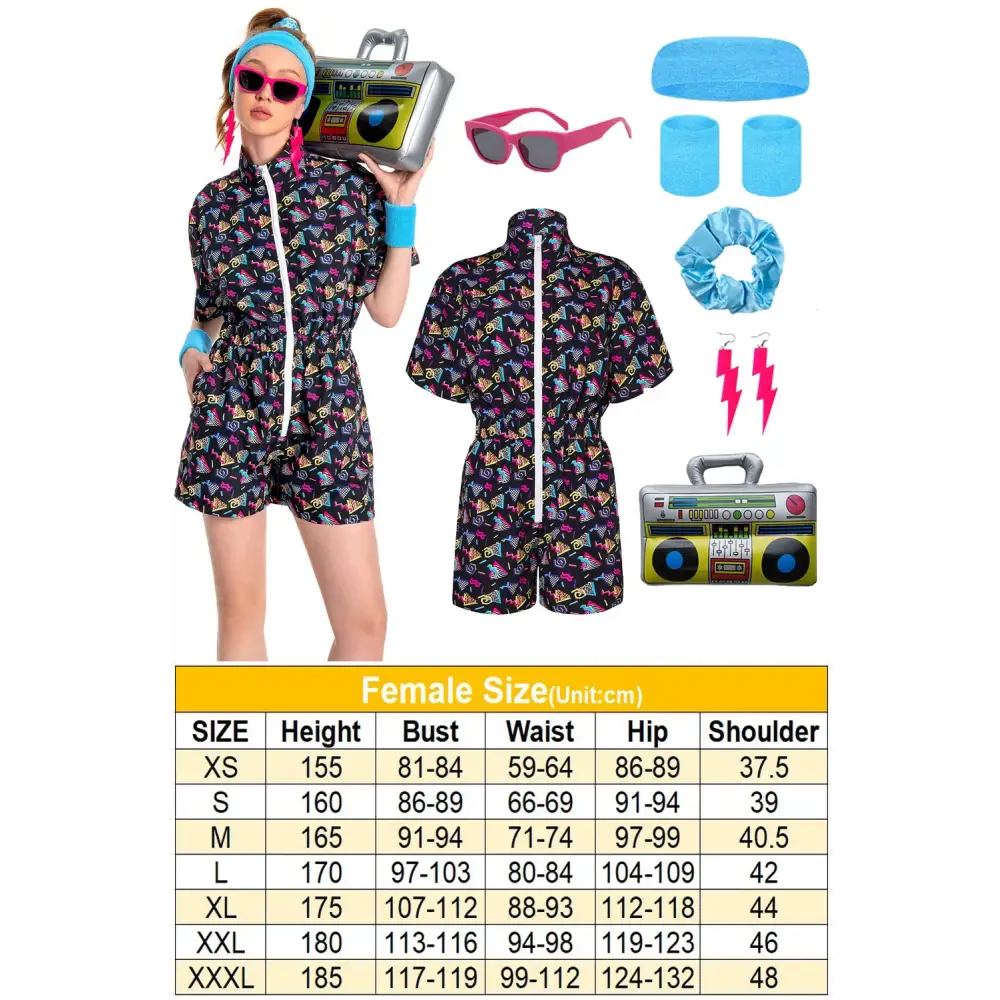 Tenue sport fluo année 80 femme - tenue-annee-80