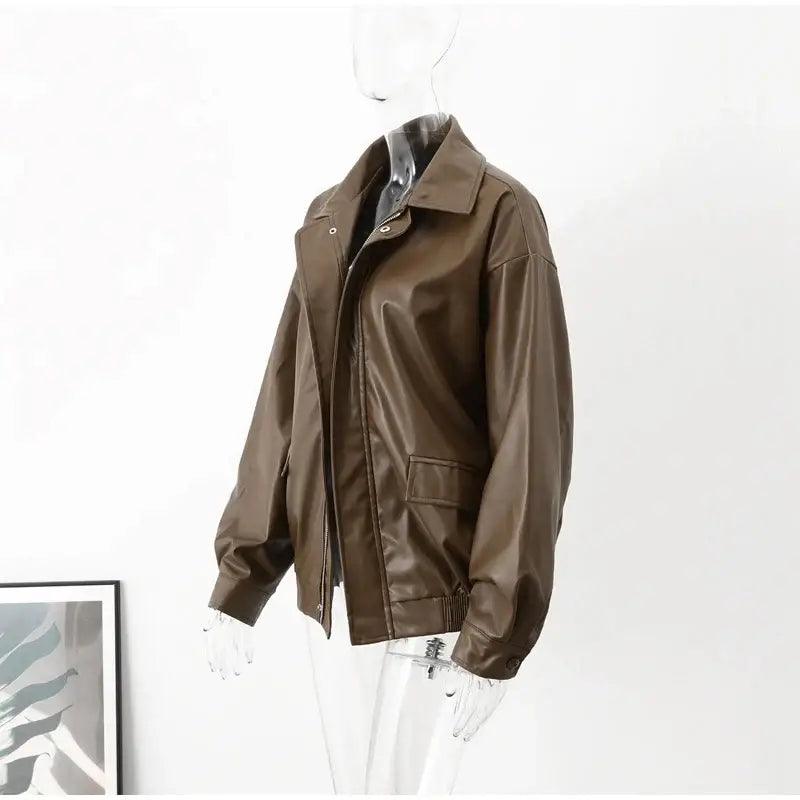 Veste en cuir oversize femme années 80 - veste-annee-80