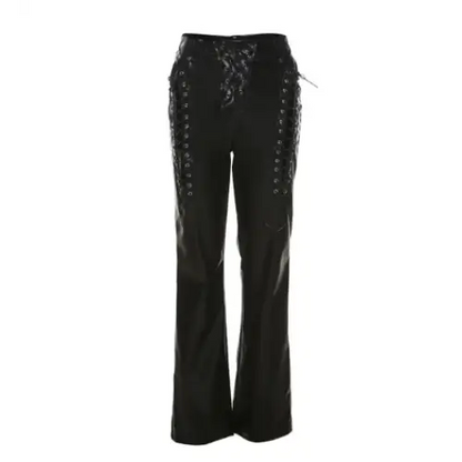 Pantalon simili cuir large au cheville anné 80 - pantalon-annees-80