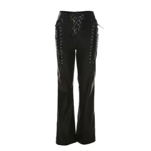 Pantalon simili cuir large au cheville anné 80 - pantalon-annees-80