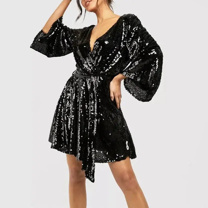 Robe cosplay année 80 noire strass - robe-annees-80