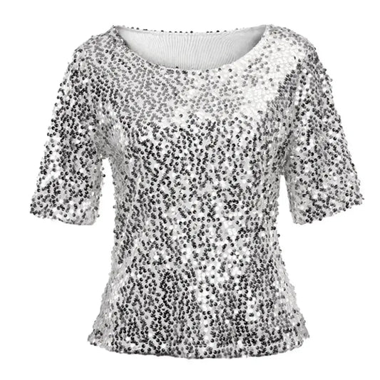 Tee shirt femme à paillettes style années 80 - tee-shirt-annees-80