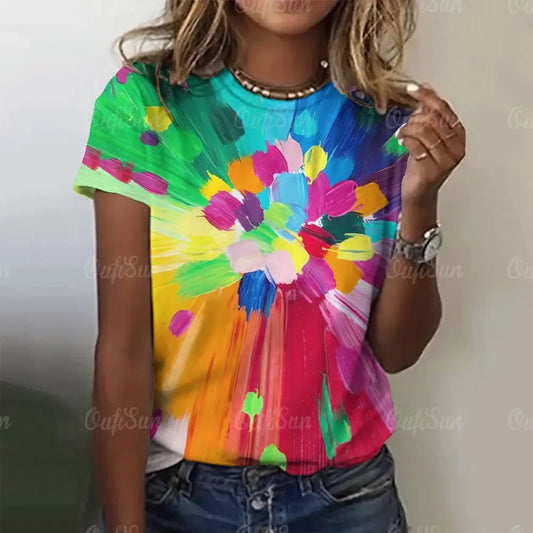 Tee shirt femme fleurs années 80 - tee-shirt-annees-80