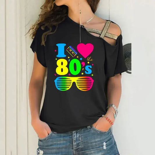 Tee shirt femme fluo années 80 - tee-shirt-annees-80