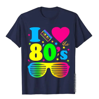 Tee shirt fluo années 80 - navy / xl - tee-shirt-annees-80