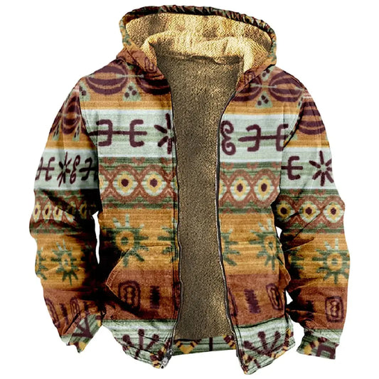 Veste africaine a rayures a capuche homme année 80 - veste-annee-80